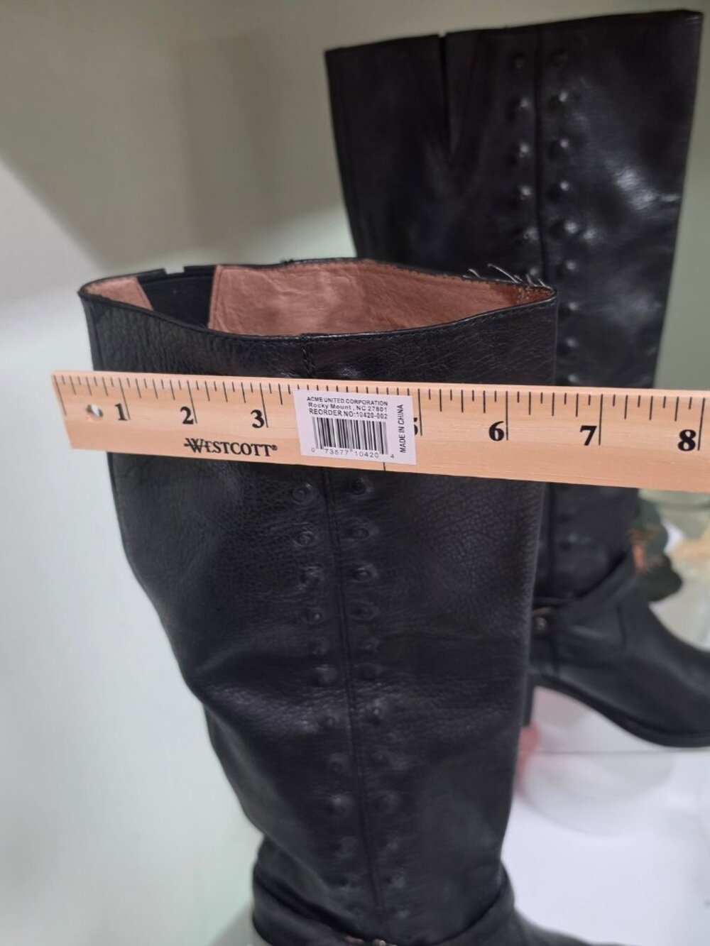 Donald Pliner Black Leather Knee-High Boots with Studded Detail - Picture 7 of 11